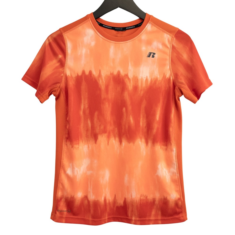 Russell Athletic Shirt‎ Boys Medium Orange Dri-Power Tie Dye Tee Soccer Sports